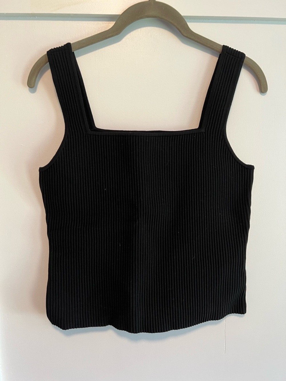 Darling Black Ribbed Square-Neck Tank